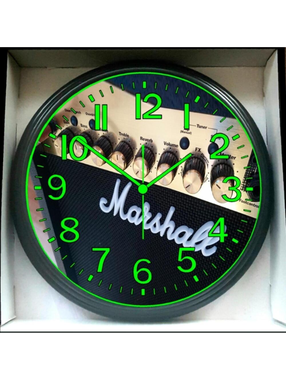 Marshall Amplifier Wall Clock with Green Accents